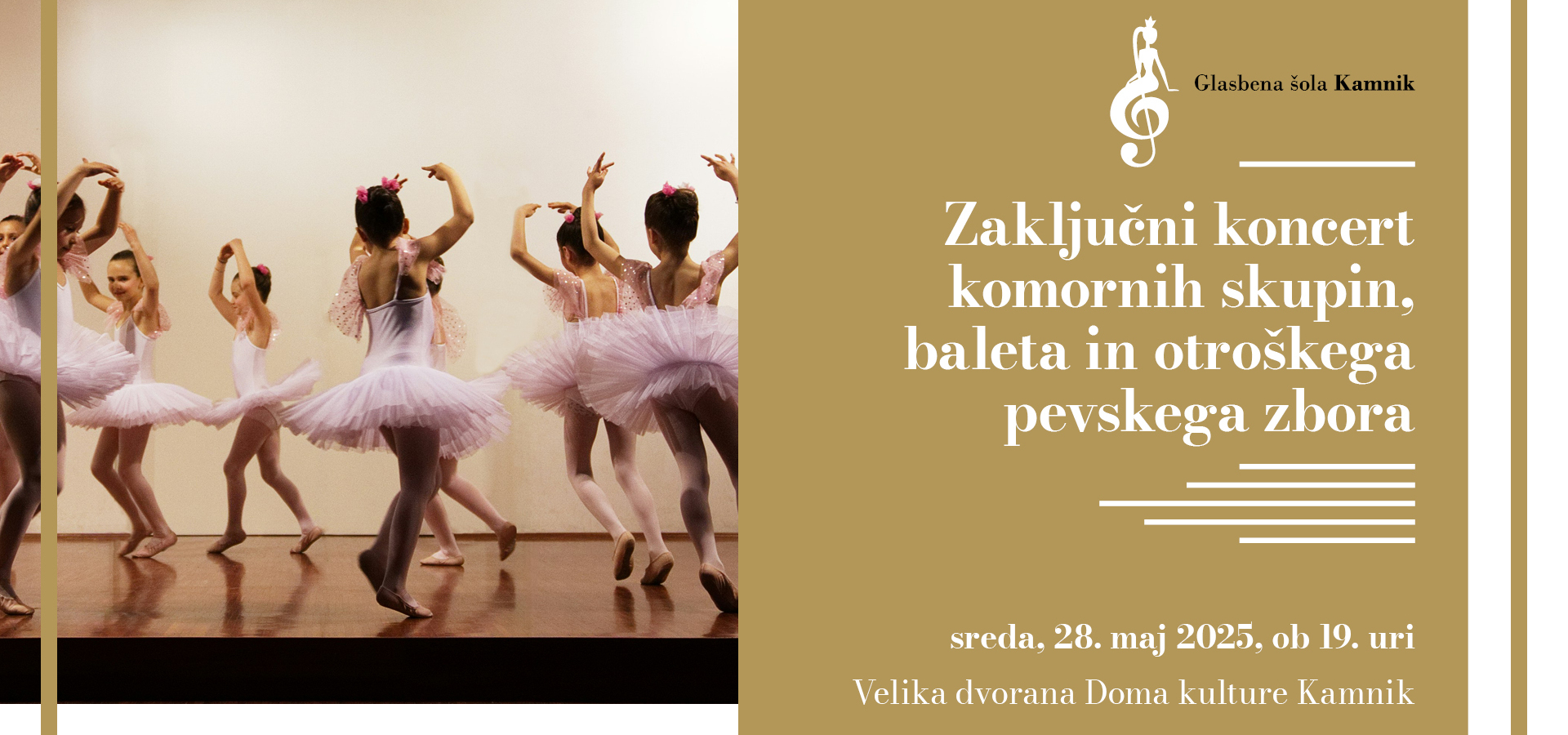 Glasbena šola Kamnik: Zaključni koncert komornih skupin, baleta in otroškega pevskega zbora