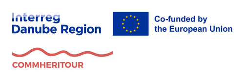 Logotipi - Interreg Danube Region, Commheritour, Co-funded by the European Union